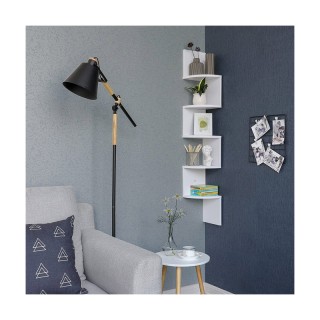 Γωνιακή Ξύλινη Ραφιέρα με 5 Ράφια 20 x 20 x 127.5 cm Χρώματος Λευκό...