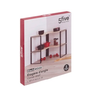 Γωνιακή Μεταλλική Ραφιέρα με 2 Ξύλινα Ράφια 40 x 40 x 35 cm 5Five S...