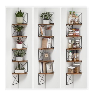 Γωνιακή Ξύλινη/Μεταλλική Ραφιέρα με 5 Ράφια 20 x 20 x 127.5 cm VASA...