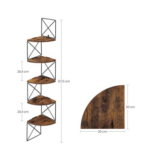 Γωνιακή Ξύλινη/Μεταλλική Ραφιέρα με 5 Ράφια 20 x 20 x 127.5 cm VASA...