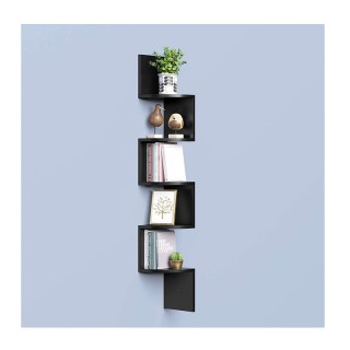Γωνιακή Ξύλινη Ραφιέρα με 5 Ράφια 20 x 20 x 127.5 cm Χρώματος Μαύρο...