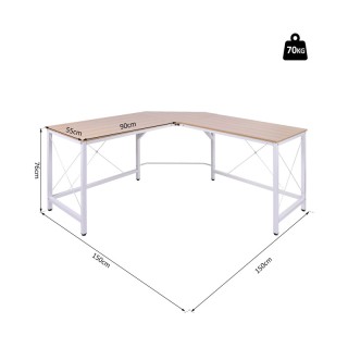 Γωνιακό Μεταλλικό Γραφείο 150 x 150 x 76 cm Χρώματος Λευκό HOMCOM 8...