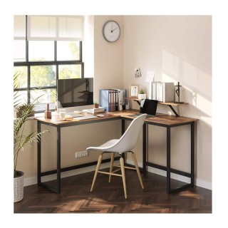 Γωνιακό Μεταλλικό Γραφείο 140 x 130 x 76 / 91.5 cm Χρώματος Σκούρο ...