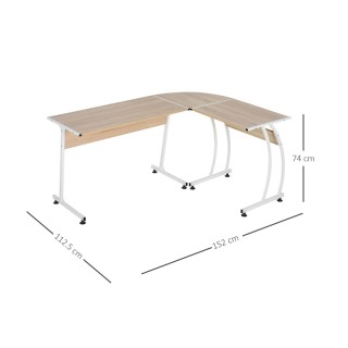 Γωνιακό Μεταλλικό Γραφείο Χρώματος Λευκό 152 x 112.5 x 74 cm HOMCOM... Γωνιακό Μεταλλικό Γραφείο Χρώματος Λευκό 152 x 112.5 x 74 cm HOMCOM...