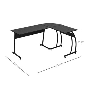 Γωνιακό Μεταλλικό Γραφείο Χρώματος Μαύρο 152 x 112.5 x 74 cm HOMCOM...