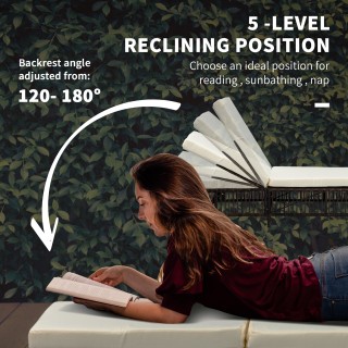 Outsunny σετ 2 ξαπλώστρες με μαξιλάρια με επένδυση και τραπεζάκι σα...