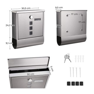 Γραμματοκιβώτιο από Ανοξείδωτο Ατσάλι 30.5 x 9.5 x 33.3 cm Songmics... Γραμματοκιβώτιο από Ανοξείδωτο Ατσάλι 30.5 x 9.5 x 33.3 cm Songmics...