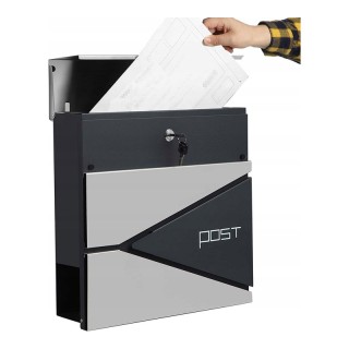 Γραμματοκιβώτιο από Ατσάλι 37 x 10.5 x 37 cm Χρώματος Ασημί Songmic... Γραμματοκιβώτιο από Ατσάλι 37 x 10.5 x 37 cm Χρώματος Ασημί Songmic...