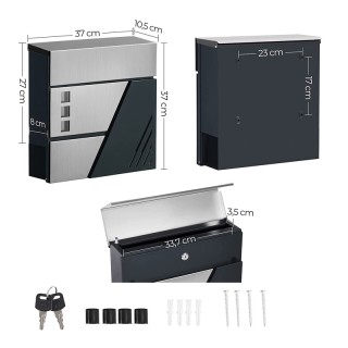 Γραμματοκιβώτιο από Ανοξείδωτο Ατσάλι 37 x 10.5 x 37 cm Songmics GM... Γραμματοκιβώτιο από Ανοξείδωτο Ατσάλι 37 x 10.5 x 37 cm Songmics GM...