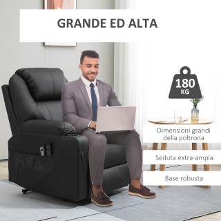 HOMCOM Lift Chair Max 135° Recliner με 8 πόντους μασάζ και στήριγμα...