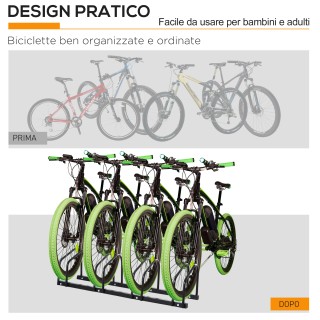 HOMCOM Σχάρα Ποδηλάτων Στάθμευσης για 4 Ποδήλατα σε Ατσάλι, 110x33x... HOMCOM Σχάρα Ποδηλάτων Στάθμευσης για 4 Ποδήλατα σε Ατσάλι, 110x33x...