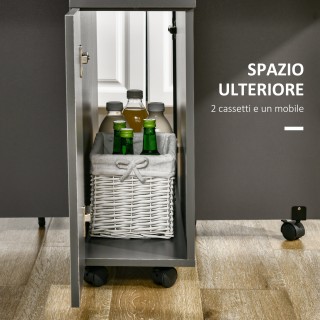 Τραπεζαρία HOMCOM Πτυσσόμενη ορθογώνια μοριοσανίδα με 2 συρτάρια, ν...