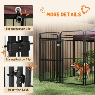 PawHut Outdoor Metal Dog Run with Roof, 282x121x159cm, Καφέ D02-175...