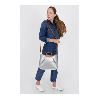 Γυναικεία Τσάντα Ώμου με Ξύλινες Λαβές Χρώματος Ασημί Laura Ashley ... Γυναικεία Τσάντα Ώμου με Ξύλινες Λαβές Χρώματος Ασημί Laura Ashley ...