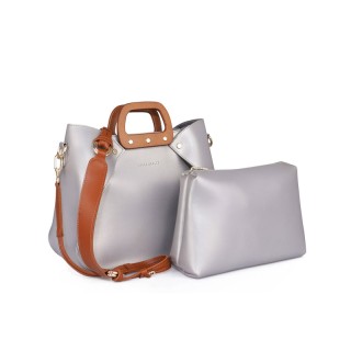 Γυναικεία Τσάντα Ώμου με Ξύλινες Λαβές Χρώματος Ασημί Laura Ashley ... Γυναικεία Τσάντα Ώμου με Ξύλινες Λαβές Χρώματος Ασημί Laura Ashley ...