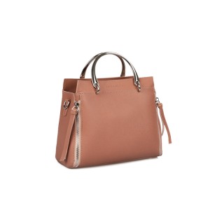 Γυναικεία Τσάντα Χειρός με Μεταλλικές Λαβές Χρώματος Ροζ Laura Ashl...