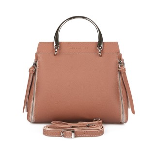 Γυναικεία Τσάντα Χειρός με Μεταλλικές Λαβές Χρώματος Ροζ Laura Ashl...