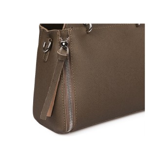 Γυναικεία Τσάντα Χειρός με Μεταλλικές Λαβές Χρώματος Taupe Laura As... Γυναικεία Τσάντα Χειρός με Μεταλλικές Λαβές Χρώματος Taupe Laura As...