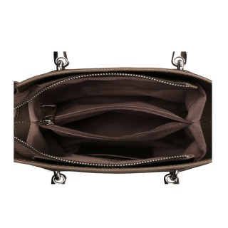 Γυναικεία Τσάντα Χειρός με Μεταλλικές Λαβές Χρώματος Taupe Laura As... Γυναικεία Τσάντα Χειρός με Μεταλλικές Λαβές Χρώματος Taupe Laura As...