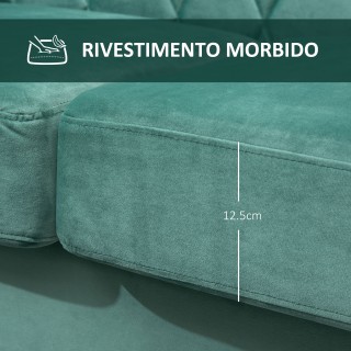 Διθέσιος καναπές Homcom σε αφρώδες καουτσούκ και πράσινο βελούδο Vi...