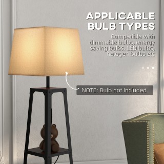 Φωτιστικό δαπέδου HOMCOM σε μεταλλικό και MDF με 3 ράφια με υφασμάτ... Φωτιστικό δαπέδου HOMCOM σε μεταλλικό και MDF με 3 ράφια με υφασμάτ...