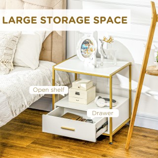 HOMCOM Σετ 2 Μοντέρνα Κομοδίνα με Συρτάρι και Ανοιχτό Ράφι, 50x40x5...