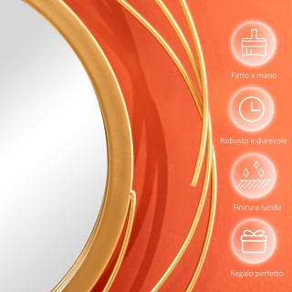 HOMCOM 3D Μεταλλική Διακόσμηση Τοίχου, Κύκλοι τοίχου με Καθρέφτες 1...