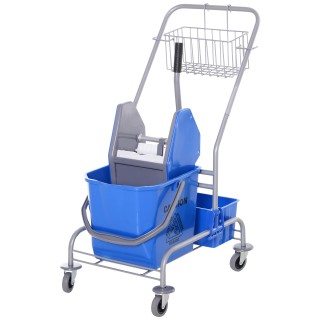 Homcom Professional Cleaning Cart with 25L Bucket and Wringer, Blue...