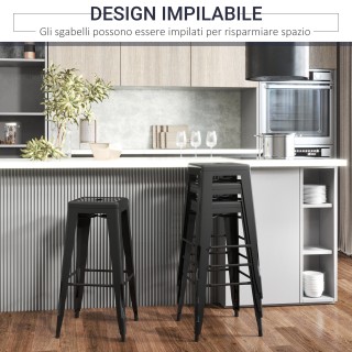 HOMCOM Σετ 4 Μεταλλικά σκαμπό μπαρ με υποπόδιο για εσωτερικούς και ...