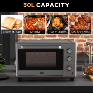 Ηλεκτρικός φούρνος HOMCOM 30L με 3 λειτουργίες μαγειρέματος, ρυθμιζ... Ηλεκτρικός φούρνος HOMCOM 30L με 3 λειτουργίες μαγειρέματος, ρυθμιζ...