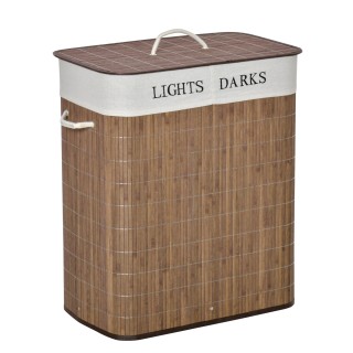 Καλάθι πλυντηρίου μπαμπού HOMCOM 100L με 2 θήκες, καπάκι και λαβές,...