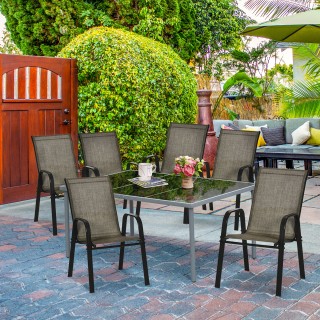 Outsunny Σετ 6 τεμαχίων Καρέκλες κήπου με μπράτσα, στοιβαζόμενες κα... Outsunny Σετ 6 τεμαχίων Καρέκλες κήπου με μπράτσα, στοιβαζόμενες κα...