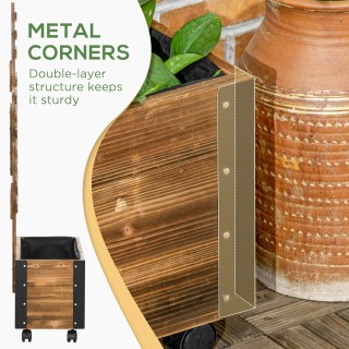 Outsunny Planter με καφασωτό για αναρριχητικά φυτά και ρόδες, σε ξύ...