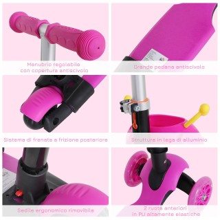 HOMCOM Scooter 3 Wheels for Παιδικό κάθισμα και λαβή με ρυθμιζόμενο... HOMCOM Scooter 3 Wheels for Παιδικό κάθισμα και λαβή με ρυθμιζόμενο...