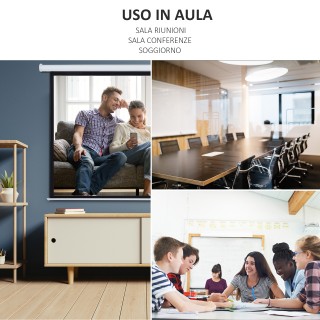 HOMCOM Μηχανοκίνητη και Roll-up Οθόνη Προβολής για Λευκό Προβολέα 1...