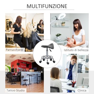 HOMCOM Σκαμπό ρυθμιζόμενο σε ύψος με 5 ρόδες και κάθισμα με εργονομ...