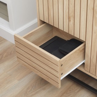 HOMCOM Μοντέρνο Ντουλάπι Σαλονιού με ραβδώσεις με 1 συρτάρι, 2 ντου... HOMCOM Μοντέρνο Ντουλάπι Σαλονιού με ραβδώσεις με 1 συρτάρι, 2 ντου...