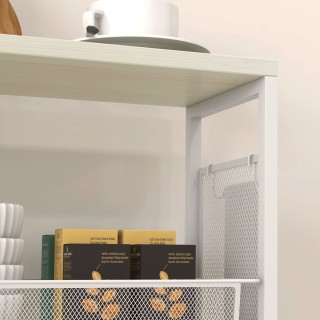 Τρόλεϊ κουζίνας HOMCOM 3 επιπέδων με πλαϊνό καλάθι και γάντζο, μορι...