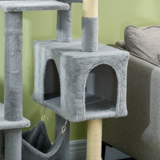 PawHut Cat Tree με αιώρα, κρεβάτι και 2 σπίτια, σε μοριοσανίδα και ...