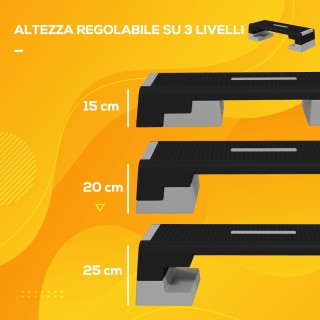 SPORTNOW Βήμα ρυθμιζόμενου ύψους με αφαιρούμενα σκαλοπάτια και αντι...