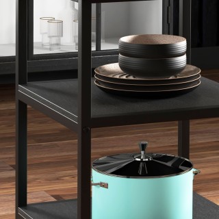 Τραπεζαρία HOMCOM για 4-6 άτομα με 2 ενσωματωμένα ράφια, σε ατσάλι ...