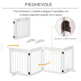 PawHut 4-Section Folding Dog Eraser Pine Wood Safety Gate - Λευκό D... PawHut 4-Section Folding Dog Eraser Pine Wood Safety Gate - Λευκό D...