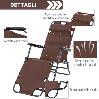 Outsunny πτυσσόμενη ξαπλώστρα κήπου με καφέ μπράτσα 84B-043BN Outsunny πτυσσόμενη ξαπλώστρα κήπου με καφέ μπράτσα 84B-043BN