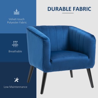 Βελούδινο κάλυμμα μοντέρνας πολυθρόνας HOMCOM Nordic Style και ξύλι...