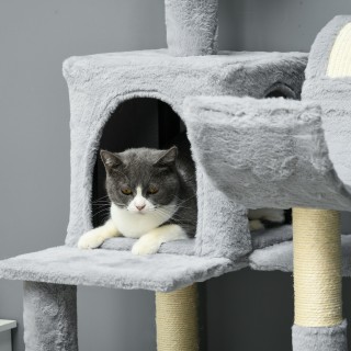 PawHut Cat Tree με αιώρα, κρεβάτι και 2 σπίτια, σε μοριοσανίδα και ...