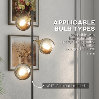 HOMCOM Μεταλλικό Φωτιστικό δαπέδου δέντρου με 3 γυάλινα αμπαζούρ, Ø... HOMCOM Μεταλλικό Φωτιστικό δαπέδου δέντρου με 3 γυάλινα αμπαζούρ, Ø...