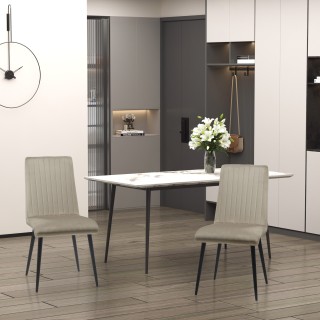 Σετ HOMCOM με 2 επικαλυμμένες καρέκλες κουζίνας με ατσάλινα πόδια κ...