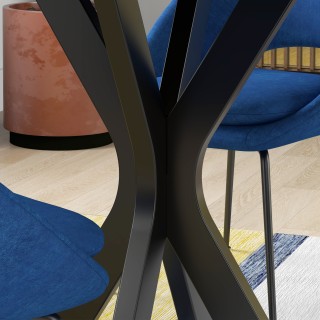 HOMCOM Μοντέρνα στρογγυλή τραπεζαρία 4 ατόμων σε ατσάλι και MDF, Ø1...