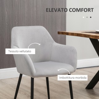 HOMCOM Σετ 2 καρέκλες σαλονιού Nordic με κυρτή πλάτη και μπράτσα κα...