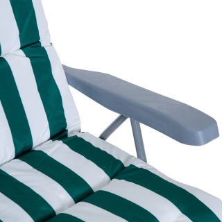 Outsunny Σετ 2 αναδιπλούμενες ξαπλώστρες με ριγέ επένδυση και μπράτ... Outsunny Σετ 2 αναδιπλούμενες ξαπλώστρες με ριγέ επένδυση και μπράτ...